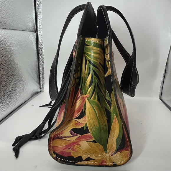 Patricia Nash satchel handbag purse leather multicolor Rienzo tropical escape - Picture 3 of 13